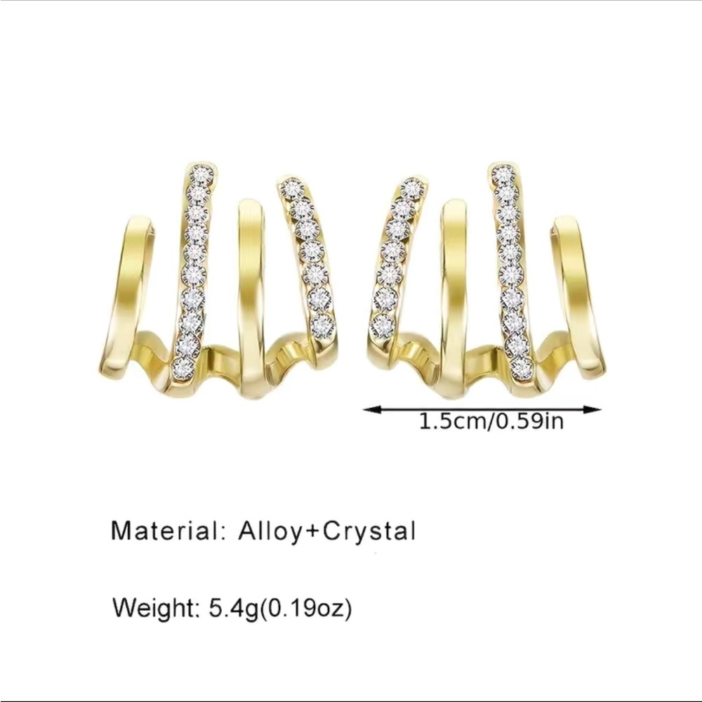 Trendy Chic Gold and Rhinestone Wrap Earrings - Picture 4 of 6